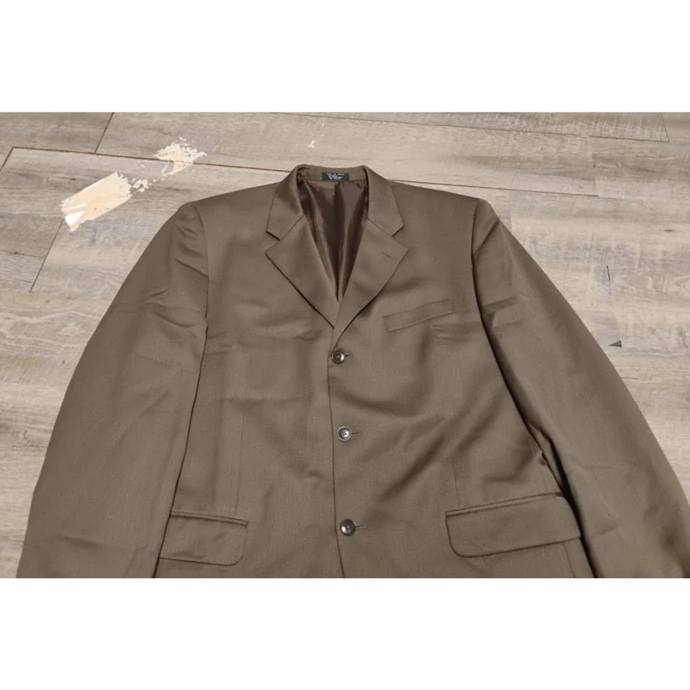 Albert Nipon 2 Piece Suit Mens 40L pant 38x33L Solid Brown Three Button